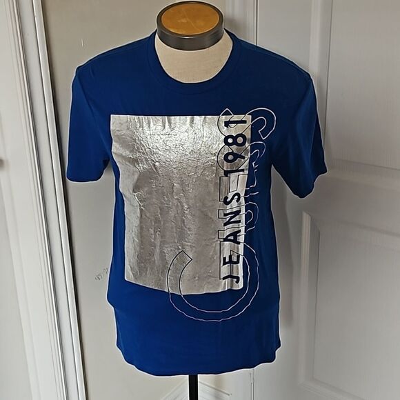 Guess Other - Guess Men's Logo Short Sleeves T-Shirt Medium Royal Blue/ Silver